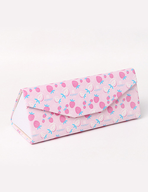Fashion Pink Strawberry Pattern Decorated Glasses Case