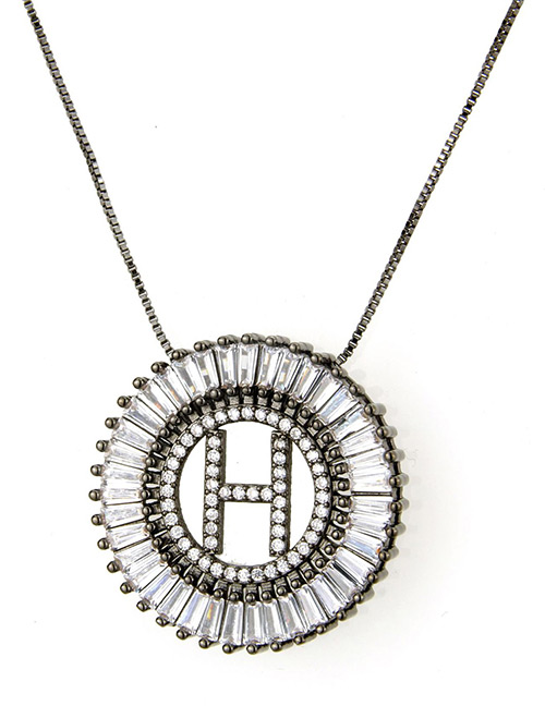 Fashion Black Letter H Shape Decorated Necklace
