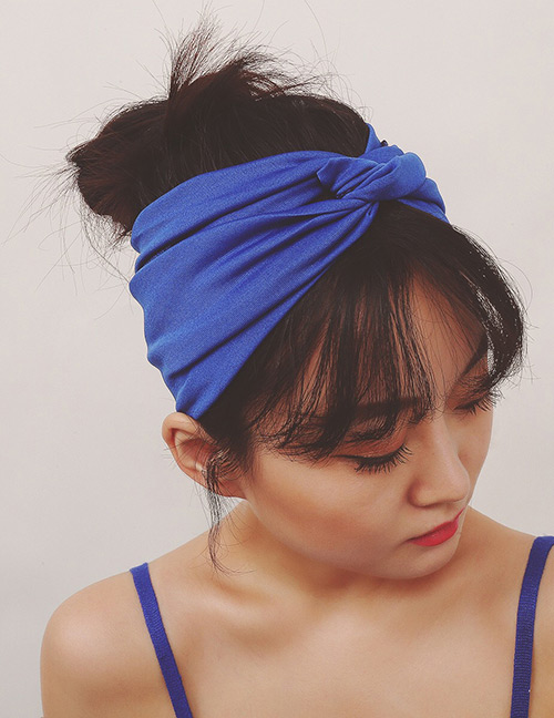 Fashion Blue Pure Color Decorated Simple Hair Band
