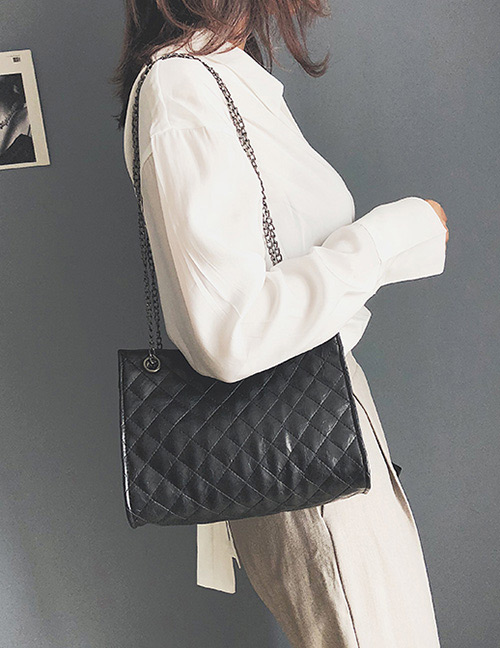 Fashion Black Grids Pattern Decorated Bag