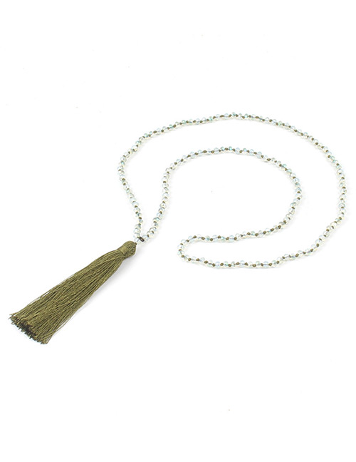 Bohemia Green Long Tassel Decorated Beads Necklace