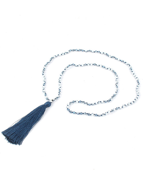 Bohemia Navy Long Tassel Decorated Beads Necklace