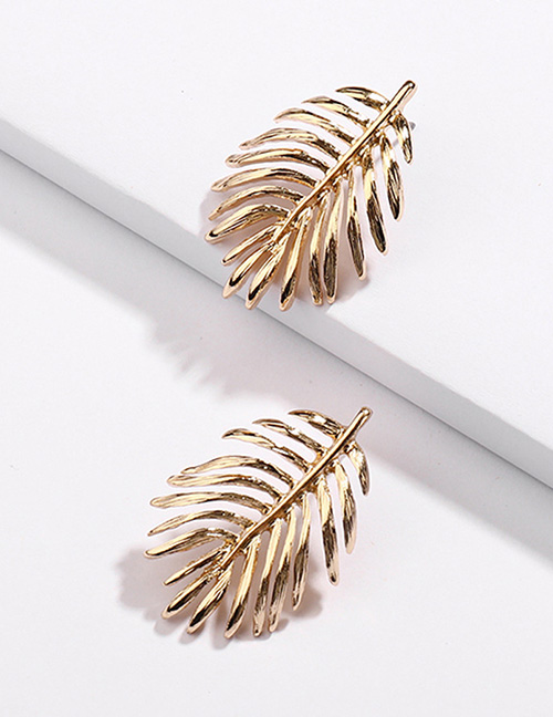 Fashion Gold Color Leaf Shape Design Pure Color Earrings