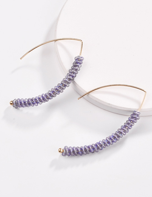 Fashion Light Purple Weaving Design Earrings