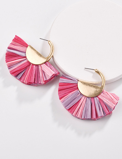 Fashion Pink Semicircle Shape Decorated Earrings