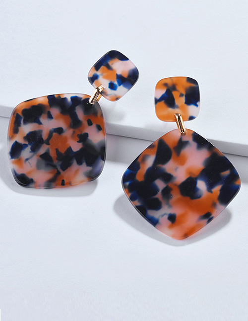Fashion Orange Square Shape Decorated Earrings