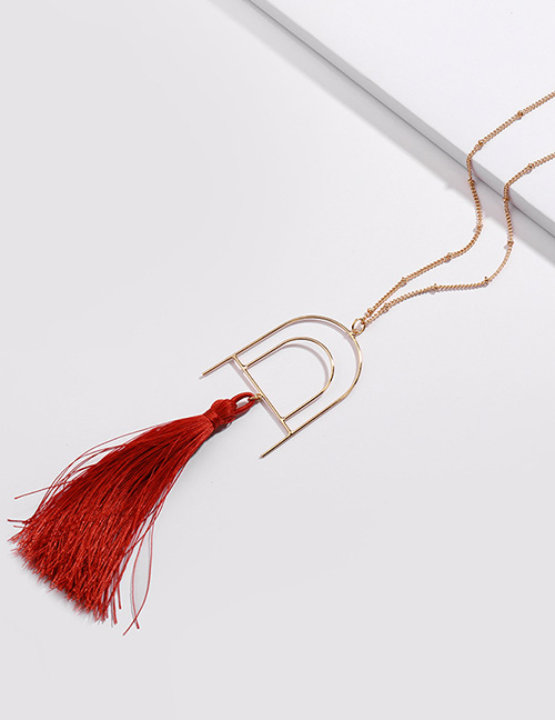 Fashion Red Tassel Decorated Necklace