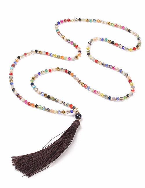 Fashion Dark Brown Tassel Decorated Necklace
