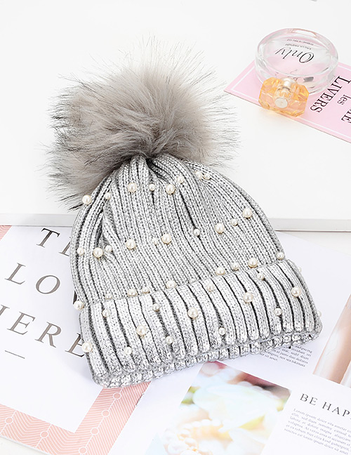 Fashion Silver Color Full Pearl Decorated Hat