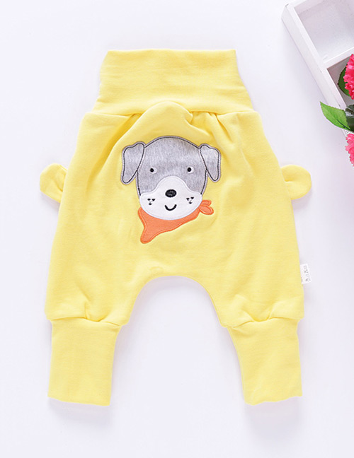 Fashion Yellow Dog Pattern Decorated Pants