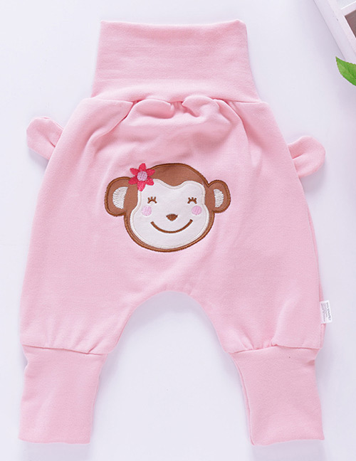 Fashion Pink Monkey Pattern Decorated Pants