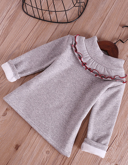 Fashion Gray Pure Color Decorated Blouse
