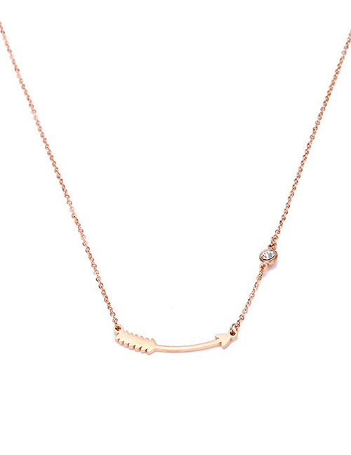 Fashion Rose Gold Arrow Shape Decorated Necklace