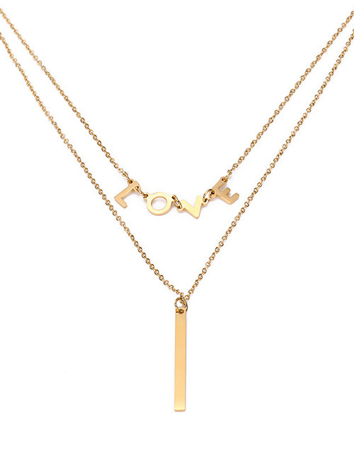 Fashion Gold Color Letter Pattern Decorated Double Layer Necklace