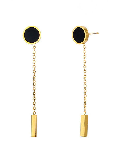Fashion Gold Color+black Round Shape Decorated Tassel Earrings