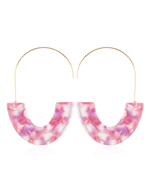 Fashion Pink U Shape Design Earrings