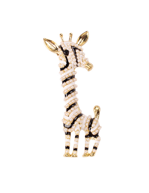 Fashion Black+gold Color Giraffe Shape Design Brooch