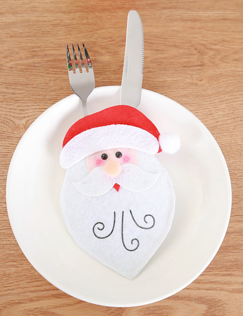 Fashion Red Santa Claus Pattern Decorated Cutlery Cover