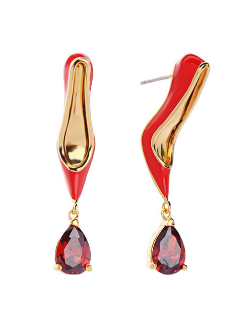 Fashion Red High Heels Shape Decorated Earrings