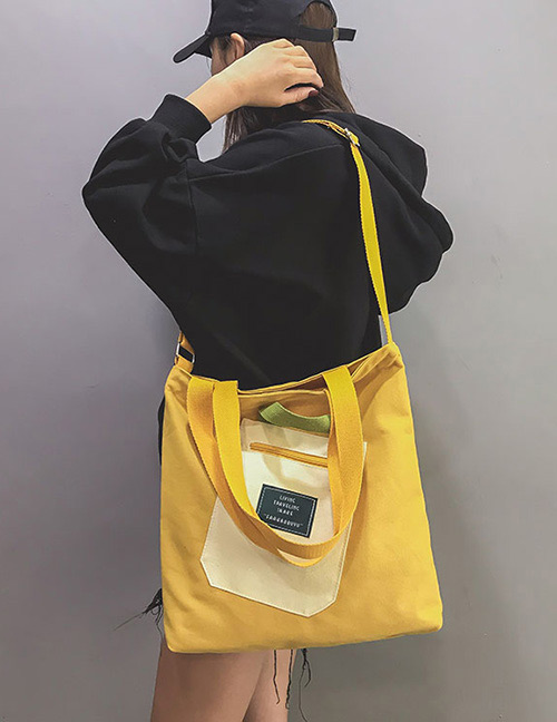 Fashion Yellow Letter Pattern Decorated Handbag