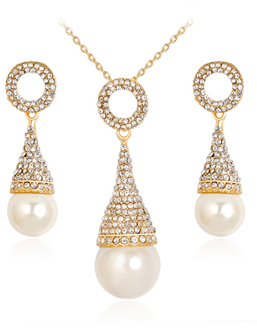 Fashion Gold Color Full Diamond Decorated Jewelry Set