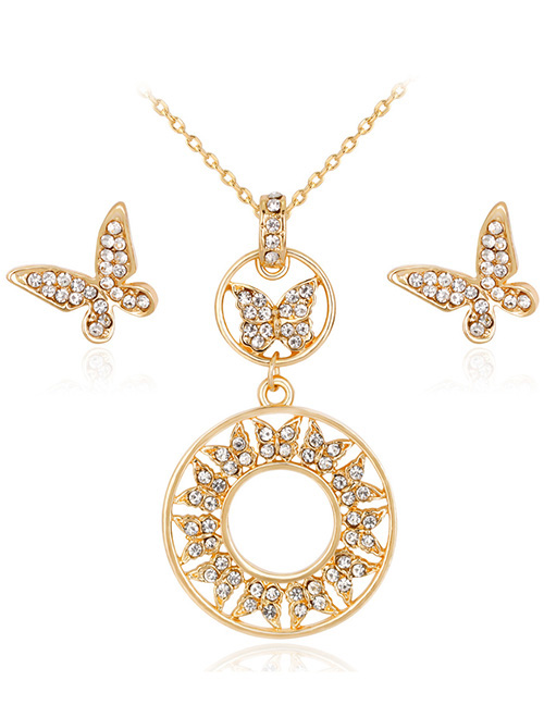 Fashion Gold Color Butterfly Shape Decorated Jewelry Set