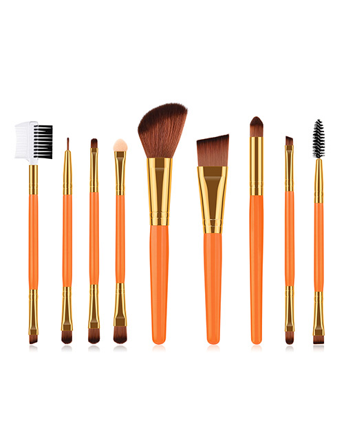 Fashion Orange Flat Shape Decorated Makeup Brush(9pcs)