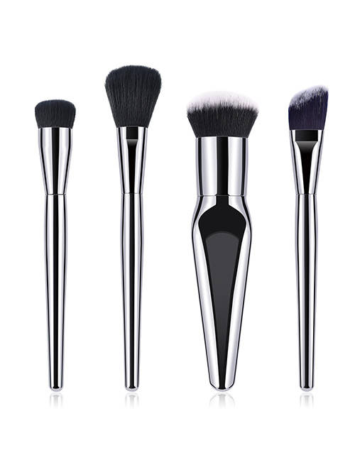 Fashion Silver Color Flat Shape Decorated Makeup Brush(4pcs)
