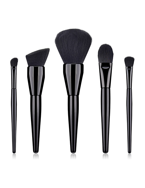 Fashion Black Pure Color Decorated Makeup Brush(5pcs)