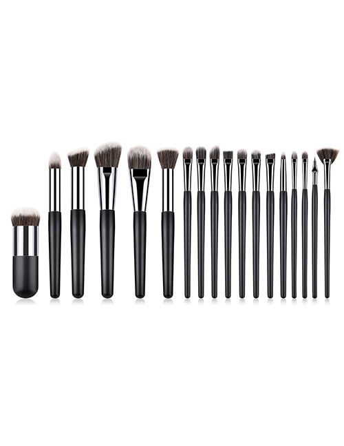Fashion Black Pure Color Decorated Makeup Brush(18pcs)