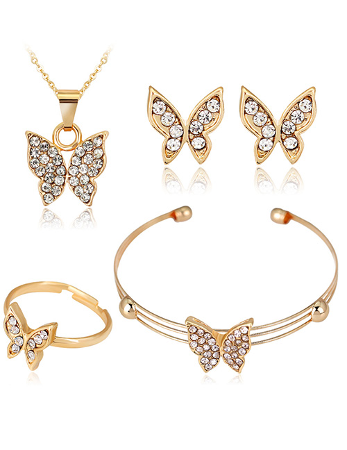 Fashion Gold Color Butterfly Shape Decorated Jewelry Set (5 Pcs )
