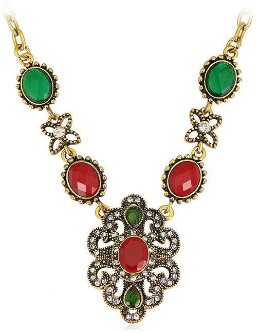 Fashion Multi-color Diamond Decorated Necklace