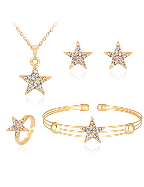 Fashion Gold Color Star Shape Decorated Jewelry Set (5 Pcs )