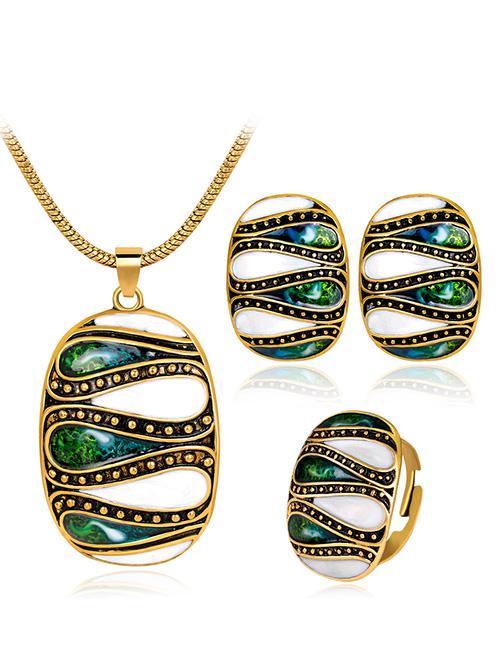 Vintage Gold Color Color Matching Decorated Jewelry Set (4 Pcs )