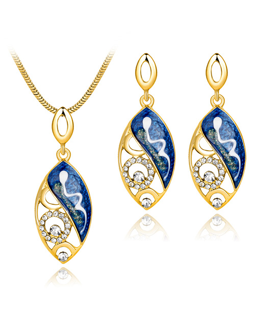 Fashion Blue Diamond Decorated Jewelry Set (3 Pcs )