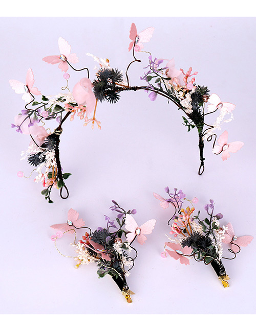 Fashion Pink Flower&butterfly Shape Decorated Hair Accessories