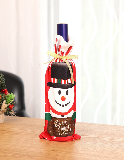 Fashion Red Snowman Pattern Decorated Christmas Bottle Cover