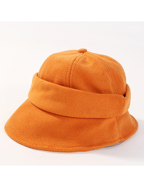 Fashion Orange Pure Color Decorated Fisherman Hat