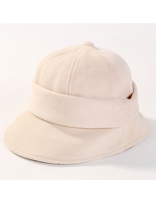 Fashion Beige Pure Color Decorated Fisherman Hat