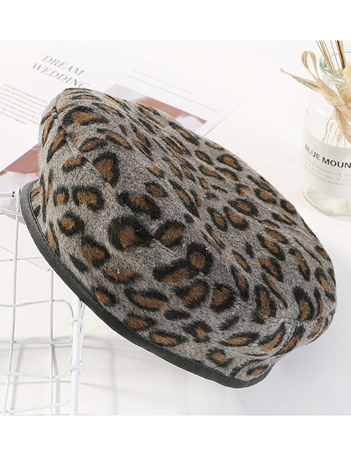 Fashion Gray Leopard Pattern Decorated Simple Hat