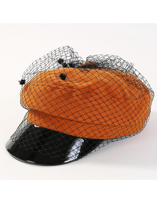 Fashion Orange Grid Shape Design Octagonal Cap