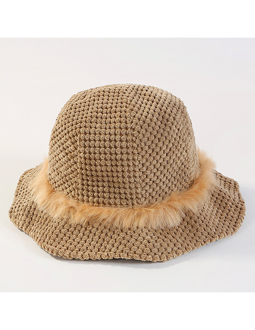 Fashion Khaki Pure Color Design Knitted Fisherman Hat
