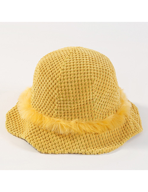 Fashion Yellow Pure Color Design Knitted Fisherman Hat
