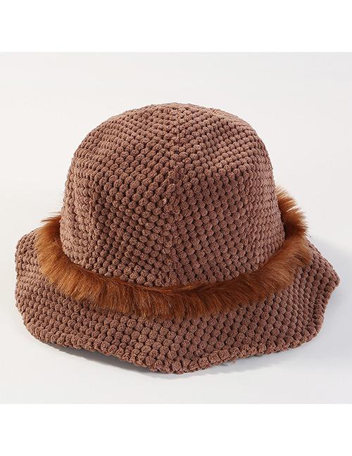 Fashion Coffee Pure Color Design Knitted Fisherman Hat