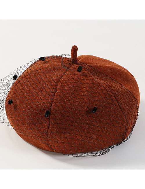 Fashion Brown Grid Shape Design Pure Color Hat