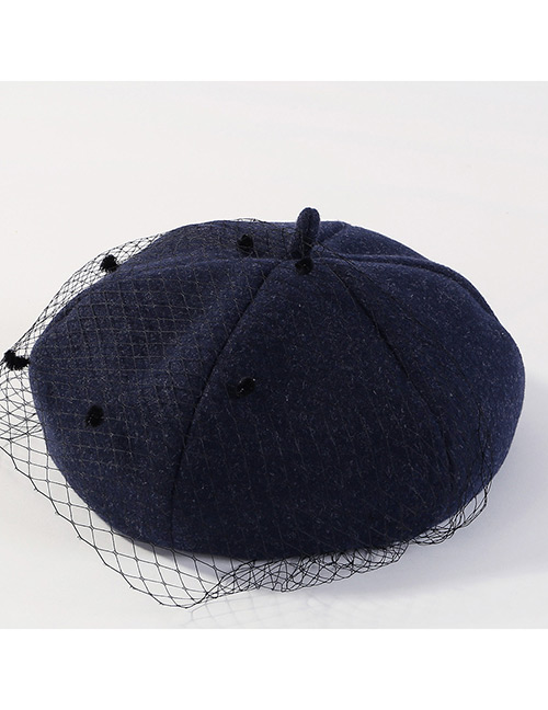 Fashion Navy Grid Shape Design Pure Color Hat