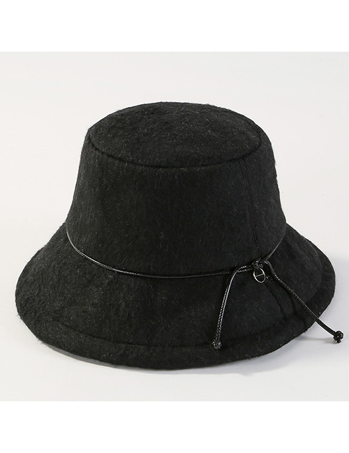 Fashion Black Pure Color Design Thicken Tethered Hat