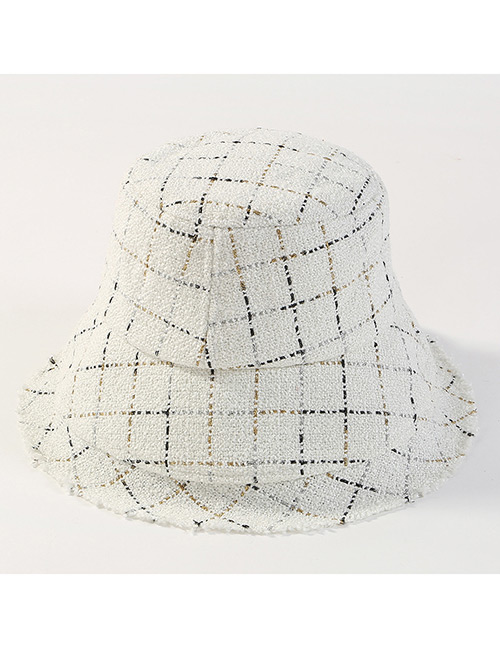 Fashion White Grid Pattern Design Fisherman Hat