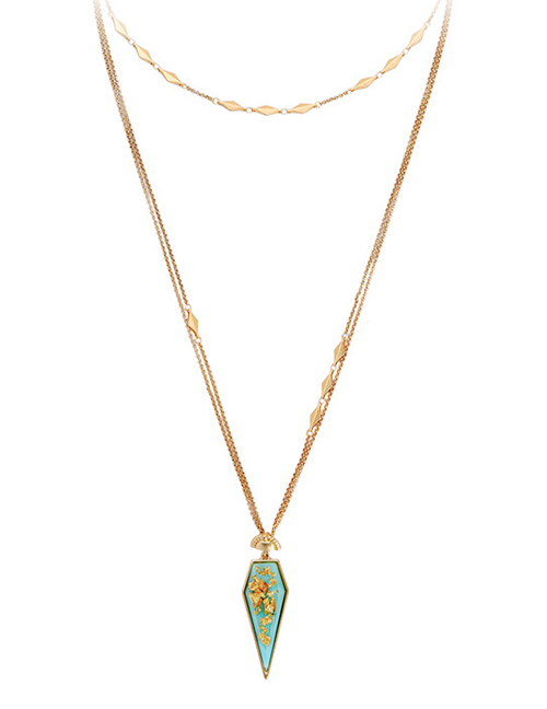 Elegant Gold Color Geometric Shape Pendant Decorated Necklace