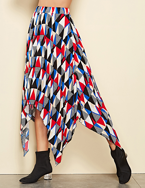 Elegant Black+red Irregular Shape Design Simple Skirt